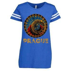 Prague Czech Republic Souvenir Astronomical Clock Prague Enza Ladies Jersey Football T-Shirt