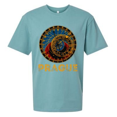 Prague Czech Republic Souvenir Astronomical Clock Prague Sueded Cloud Jersey T-Shirt