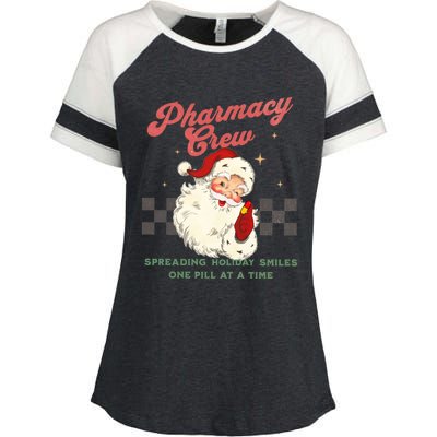 Pharmacy Crew Retro Vintage Santa Christmas Pharmacy Tech Funny Gift Enza Ladies Jersey Colorblock Tee