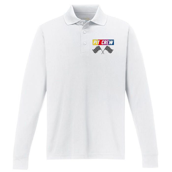 Pit Crew Race Car Hosting Parties Performance Long Sleeve Polo