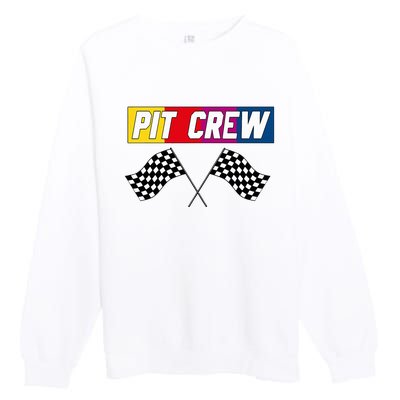 Pit Crew Race Car Hosting Parties Premium Crewneck Sweatshirt