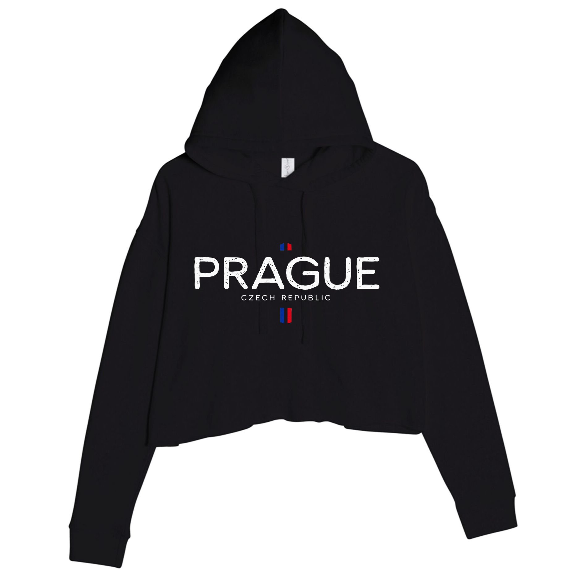 Prague Czech Republic Retro Vintage Crop Fleece Hoodie