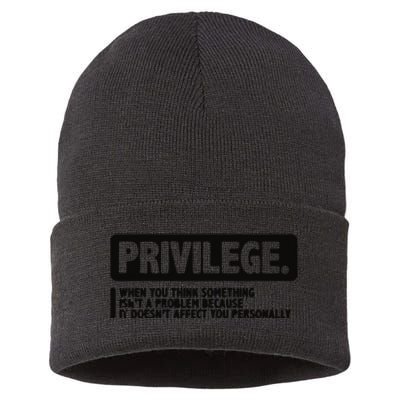 Privilege Civil Right Equality Social Justice Sustainable Knit Beanie