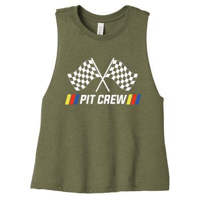 Pit Crew Race Car Parties Parents Pit Racing Drag Dress Women's Racerback Cropped Tank