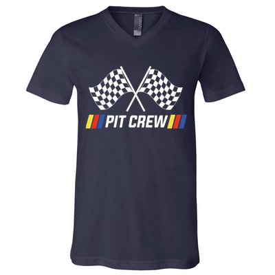 Pit Crew Race Car Parties Parents Pit Racing Drag Dress V-Neck T-Shirt