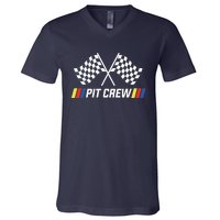 Pit Crew Race Car Parties Parents Pit Racing Drag Dress V-Neck T-Shirt