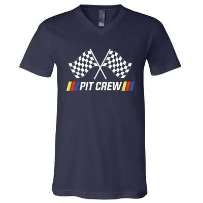 Pit Crew Race Car Parties Parents Pit Racing Drag Dress V-Neck T-Shirt