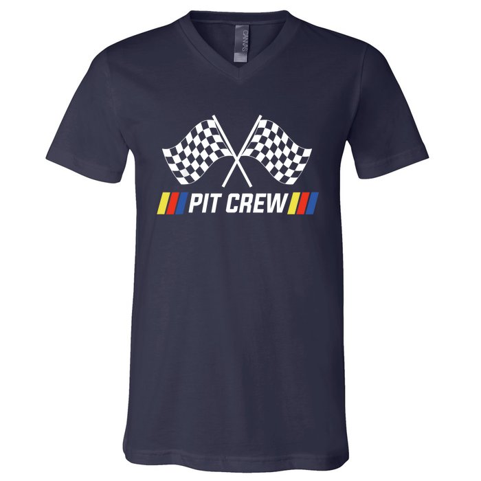 Pit Crew Race Car Parties Parents Pit Racing Drag Dress V-Neck T-Shirt