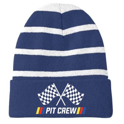 Pit Crew Race Car Parties Parents Pit Racing Drag Dress Striped Beanie with Solid Band