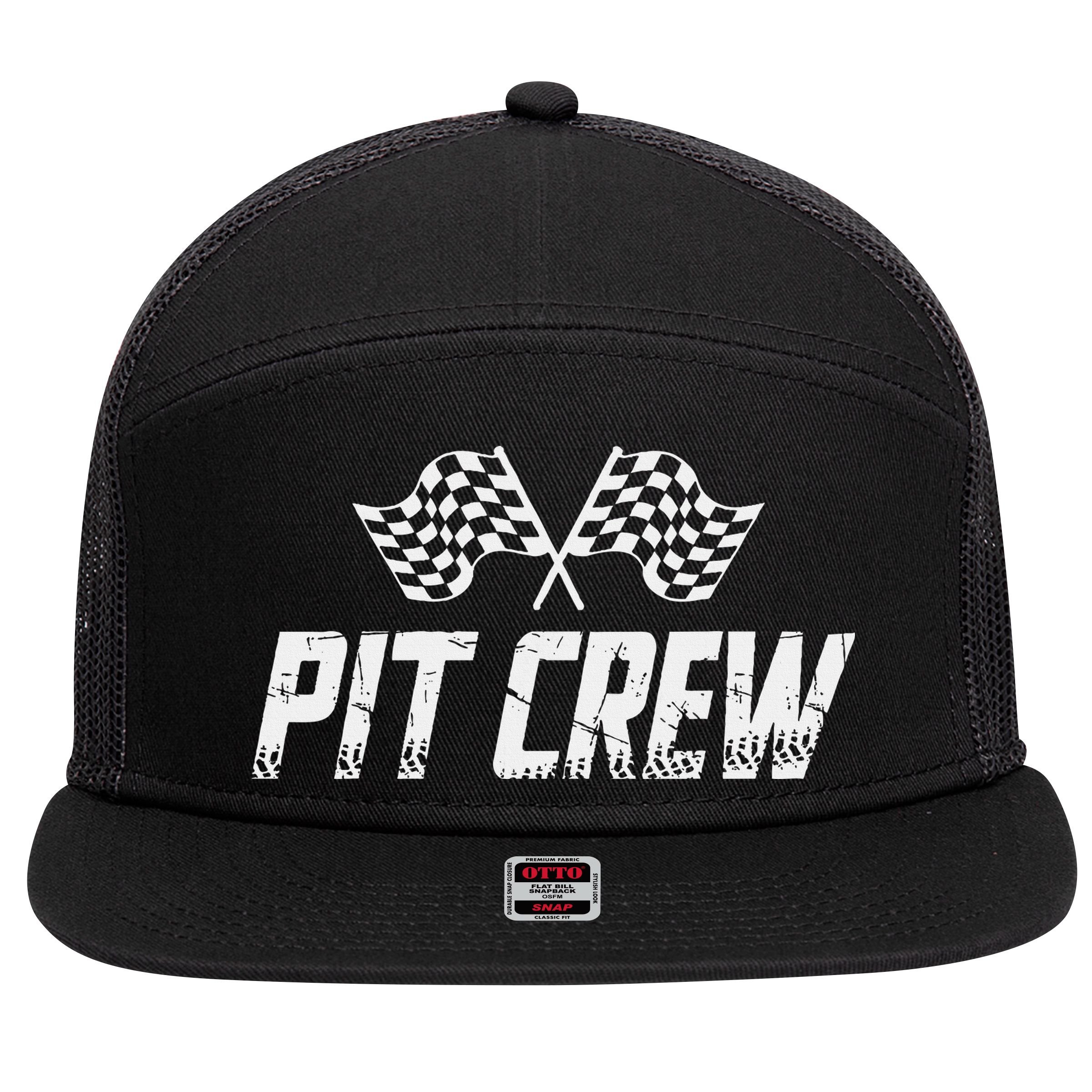 Pit Crew Race Car 7 Panel Mesh Trucker Snapback Hat