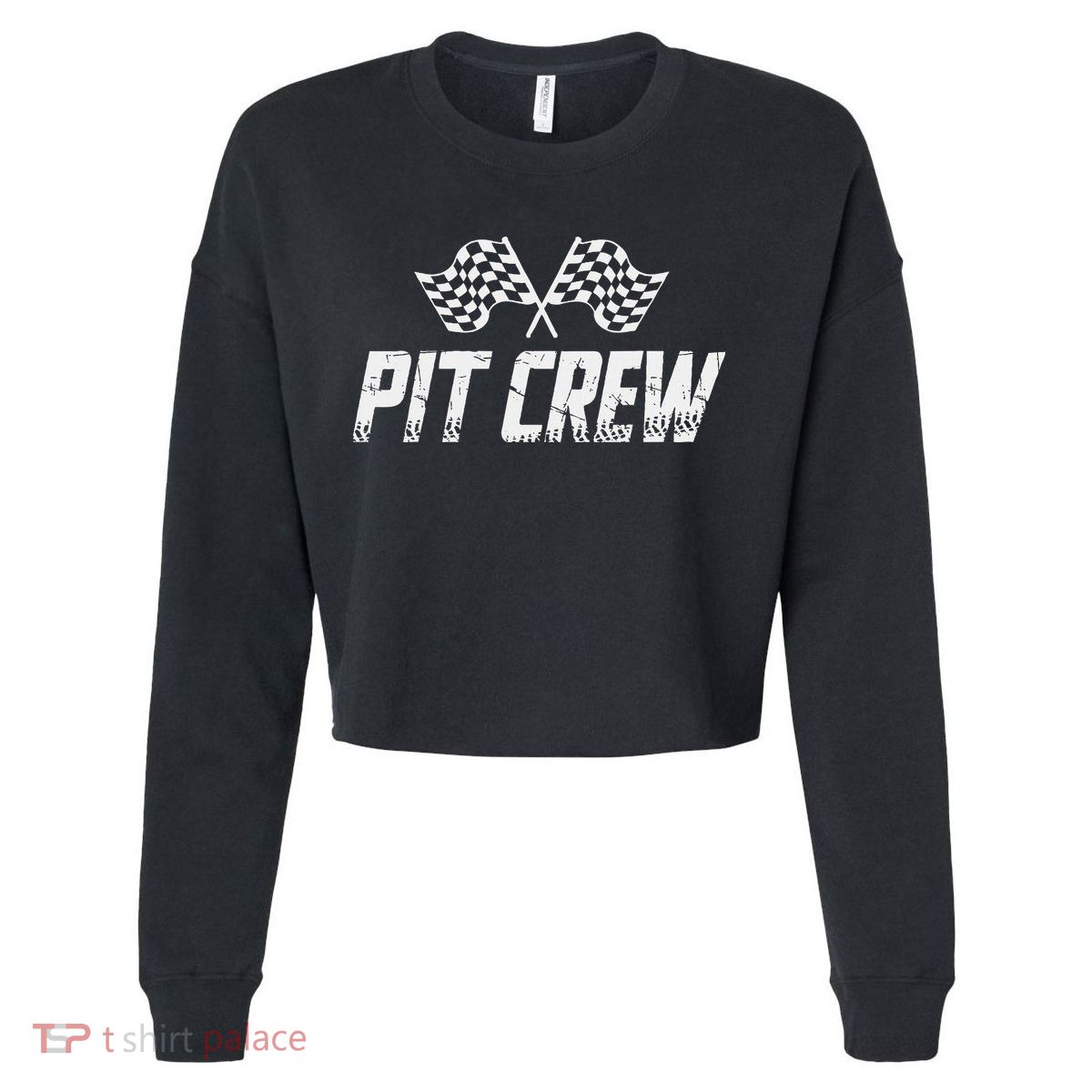 Pit Crew Race Car Cropped Pullover Crew