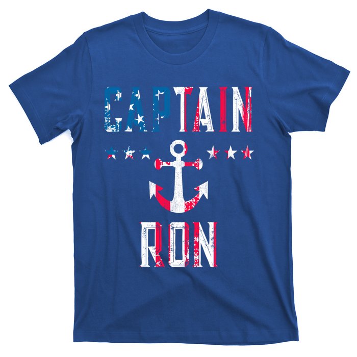 Patriotic Captain Ron Vintage Us Flag 4th Of July Boating Gift T-Shirt