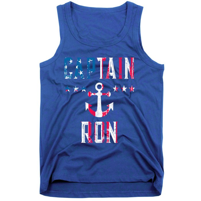 Patriotic Captain Ron Vintage Us Flag 4th Of July Boating Gift Tank Top