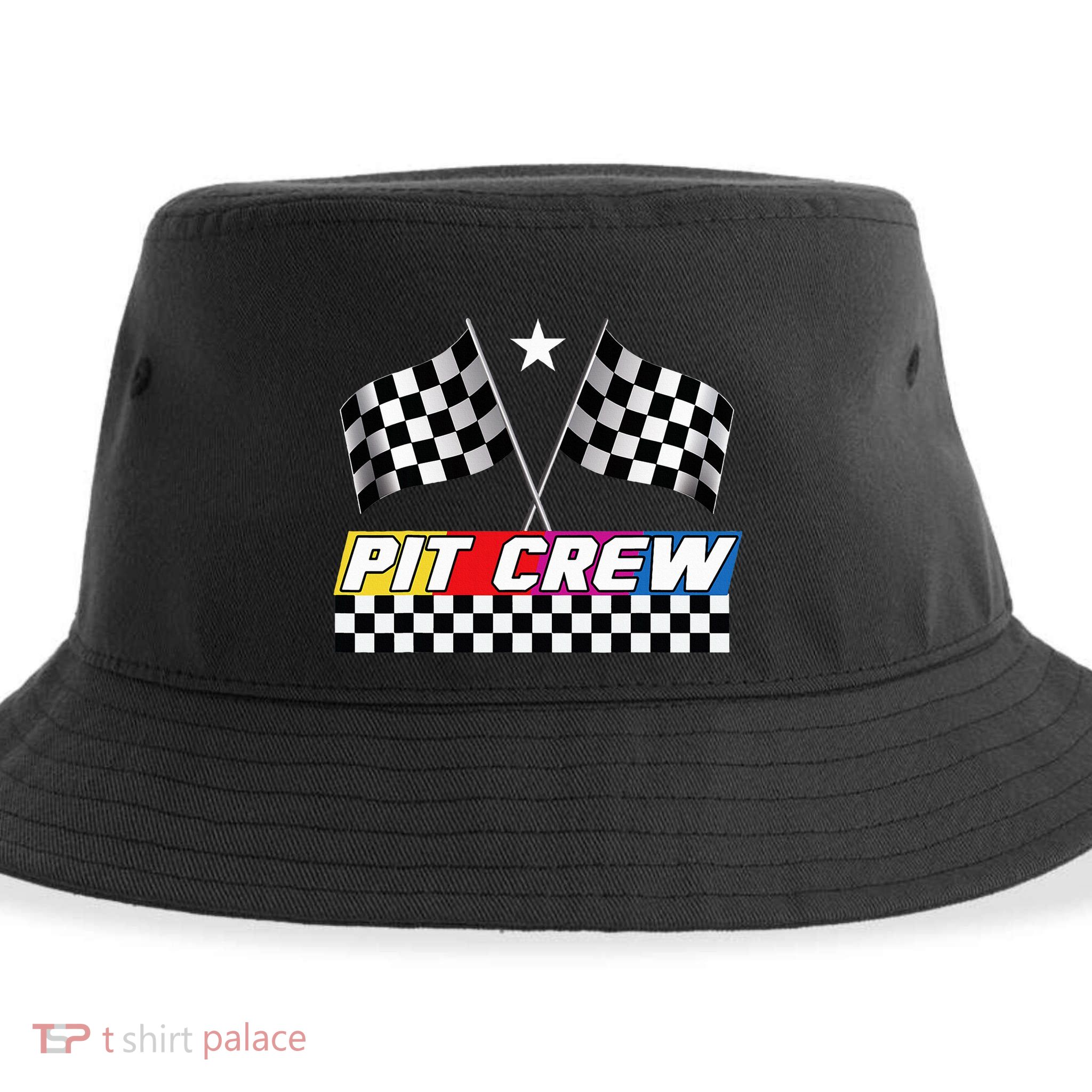 Pit Crew Racing Day For Stock Car Race Day Parties Sustainable Bucket Hat