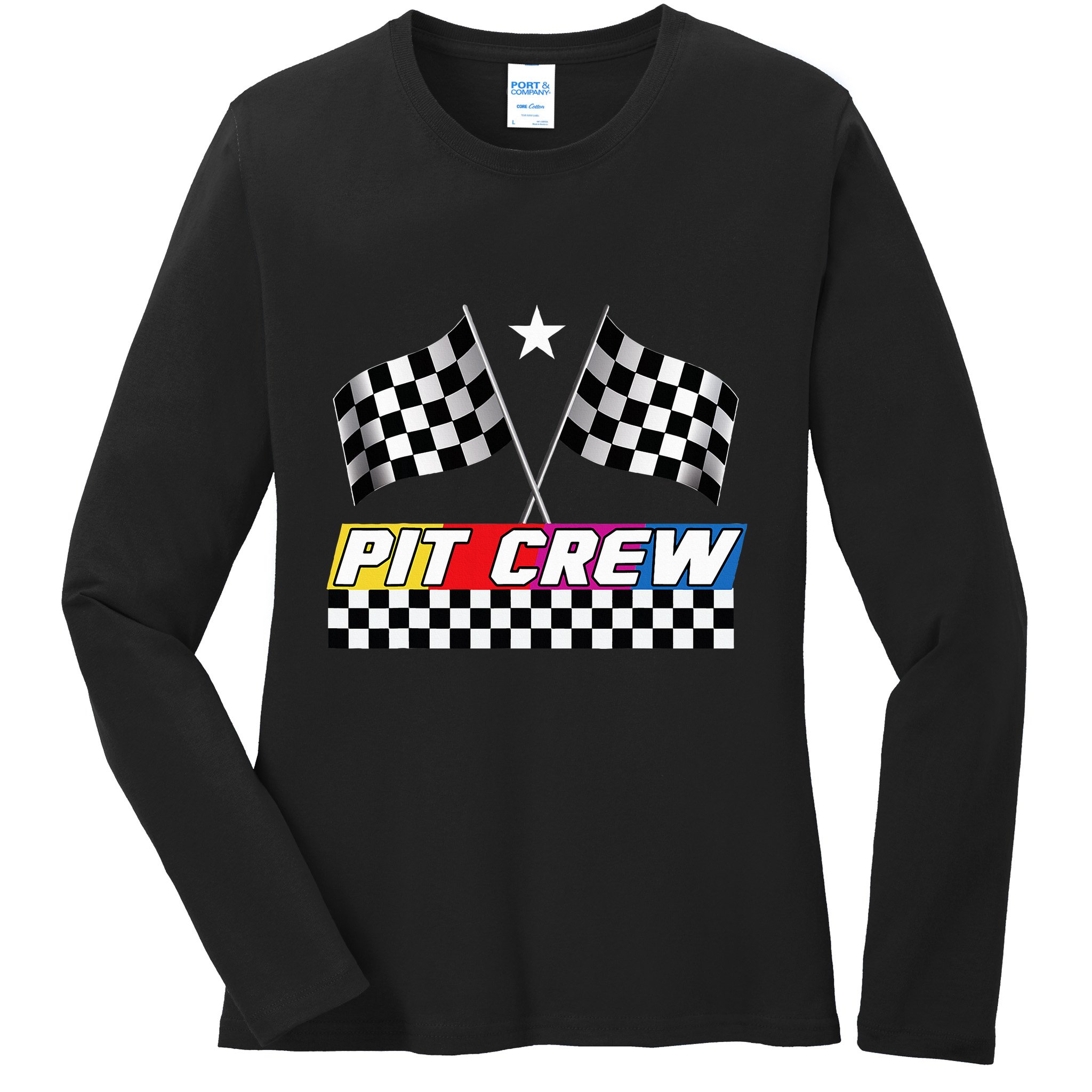 Pit Crew Racing Day For Stock Car Race Day Parties Ladies Long Sleeve Shirt