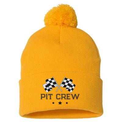 Pit Crew Racing Car Pom Pom 12in Knit Beanie