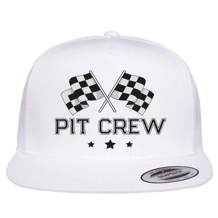 Pit Crew Racing Car Flat Bill Trucker Hat