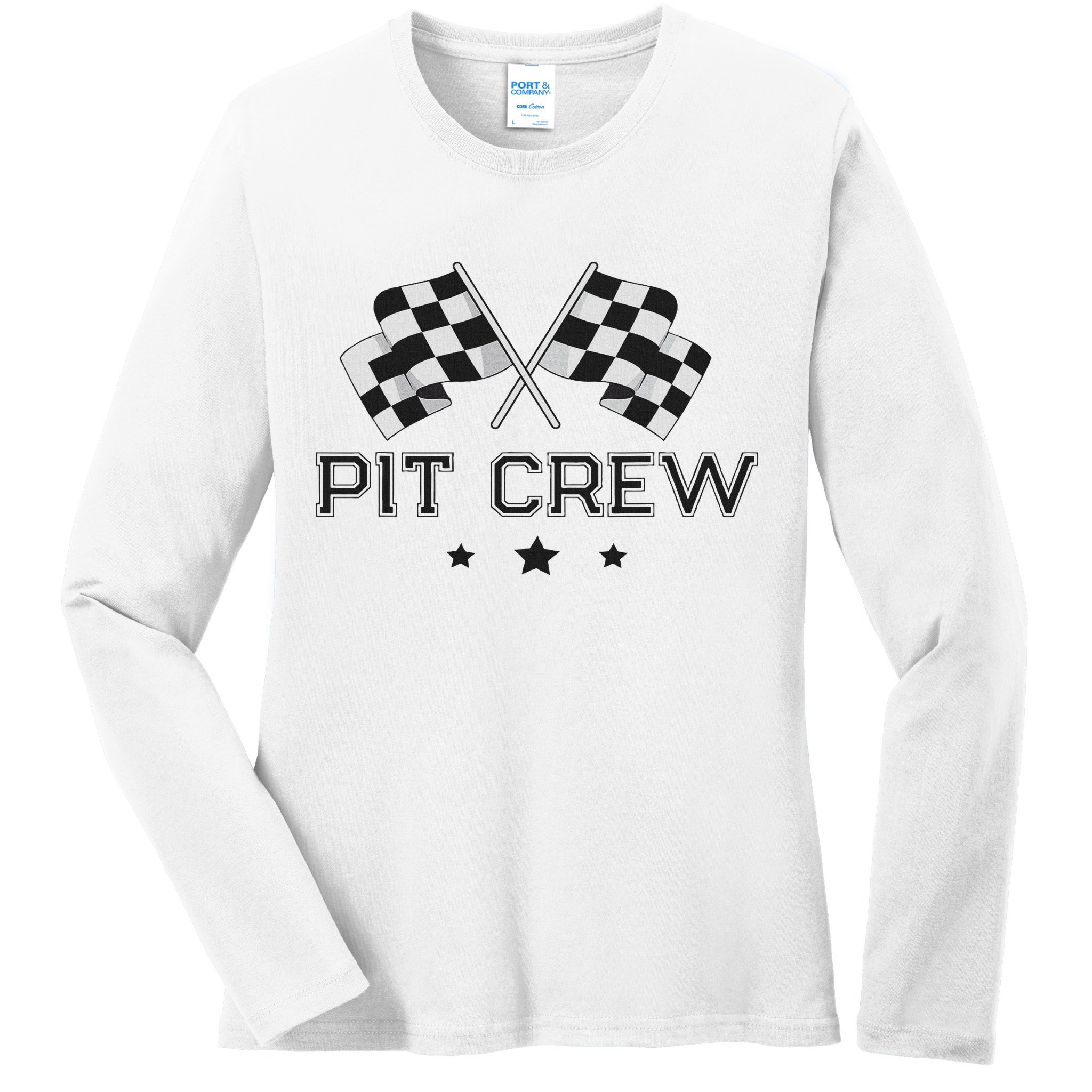 Pit Crew Racing Car Ladies Long Sleeve Shirt