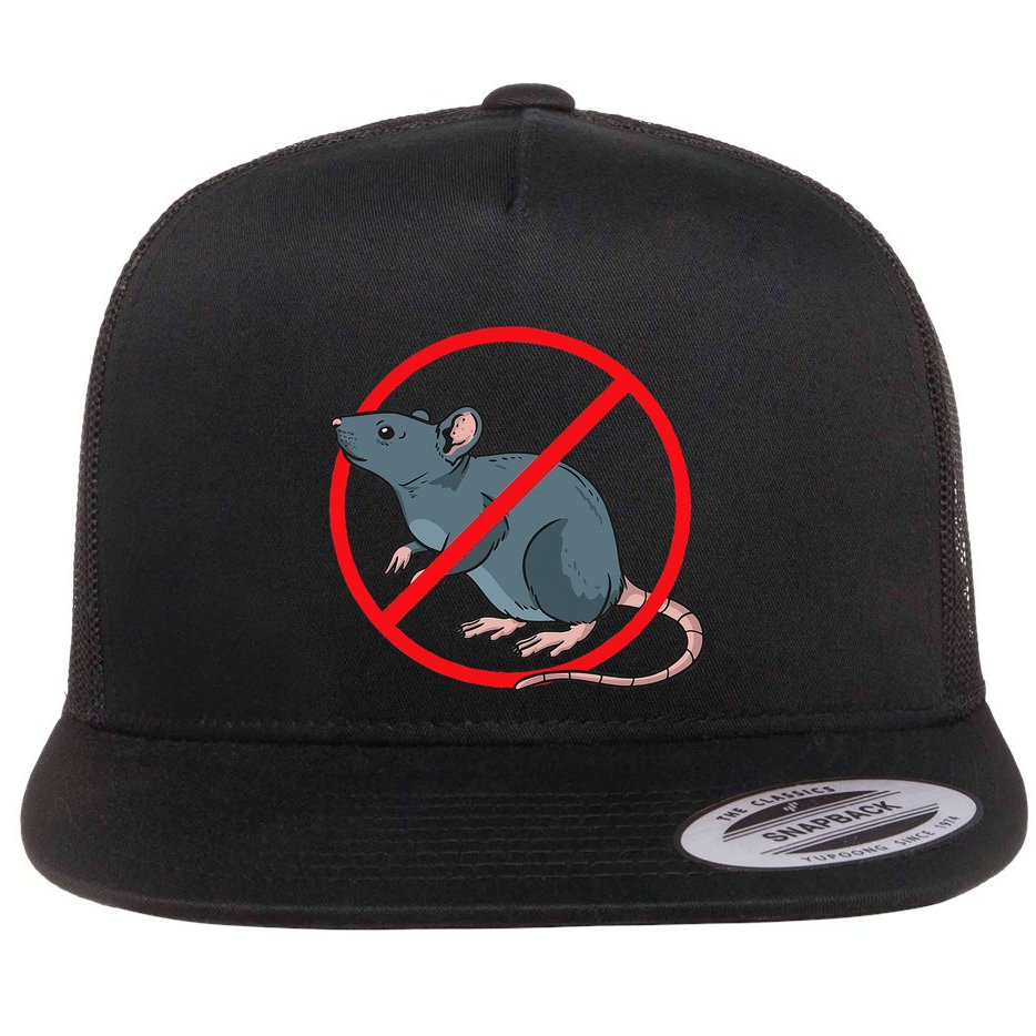Pest Control Rat Exterminator No Rat Sign Flat Bill Trucker Hat