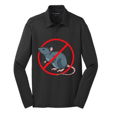 Pest Control Rat Exterminator No Rat Sign Silk Touch Performance Long Sleeve Polo