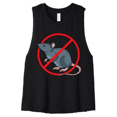 Pest Control Rat Exterminator No Rat Sign Women's Racerback Cropped Tank