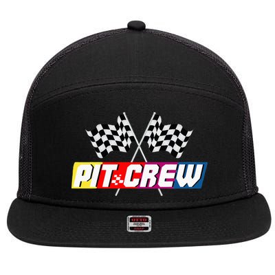 Pit Crew Racing Car Lover 7 Panel Mesh Trucker Snapback Hat