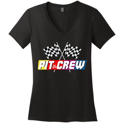 Pit Crew Racing Car Lover Women's V-Neck T-Shirt
