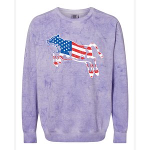 Patriotic Cow Red White And Moo Blue Usa Funny Flag 4th July Gift Colorblast Crewneck Sweatshirt