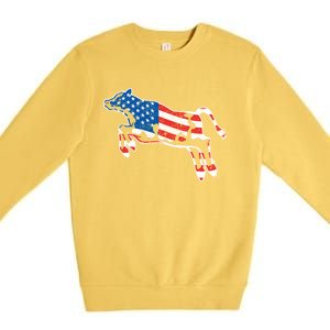 Patriotic Cow Red White And Moo Blue Usa Funny Flag 4th July Gift Premium Crewneck Sweatshirt