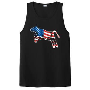 Patriotic Cow Red White And Moo Blue Usa Funny Flag 4th July Gift PosiCharge Competitor Tank