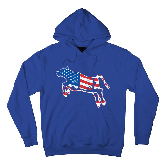 Patriotic Cow Red White And Moo Blue Usa Funny Flag 4th July Gift Hoodie