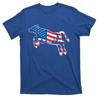 Patriotic Cow Red White And Moo Blue Usa Funny Flag 4th July Gift T-Shirt