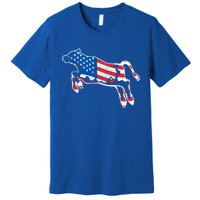 Patriotic Cow Red White And Moo Blue Usa Funny Flag 4th July Gift Premium T-Shirt