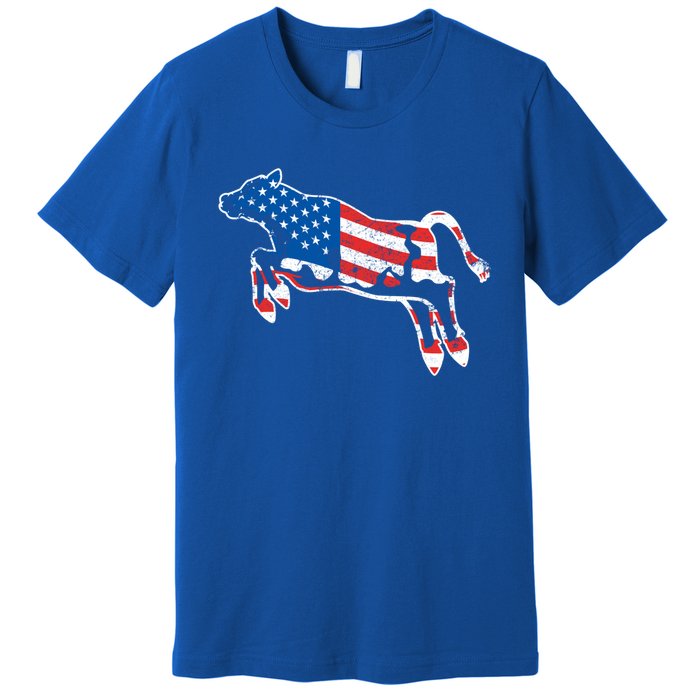 Patriotic Cow Red White And Moo Blue Usa Funny Flag 4th July Gift Premium T-Shirt