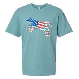 Patriotic Cow Red White And Moo Blue Usa Funny Flag 4th July Gift Sueded Cloud Jersey T-Shirt