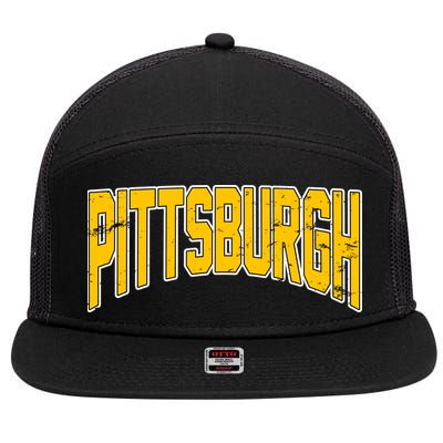 Pittsburgh City Retro Vintage 7 Panel Mesh Trucker Snapback Hat