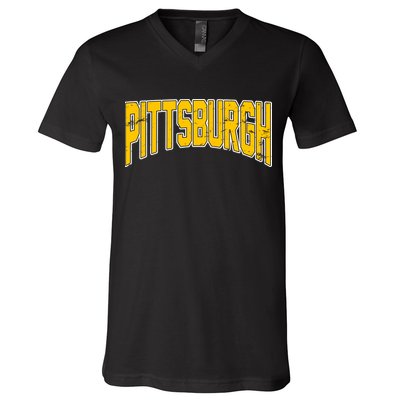Pittsburgh City Retro Vintage V-Neck T-Shirt