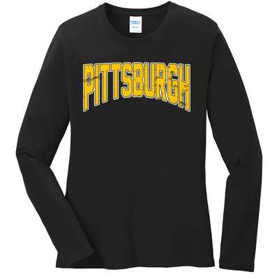 Pittsburgh City Retro Vintage Ladies Long Sleeve Shirt