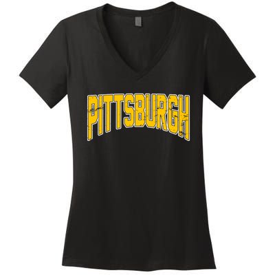 Pittsburgh City Retro Vintage Women's V-Neck T-Shirt