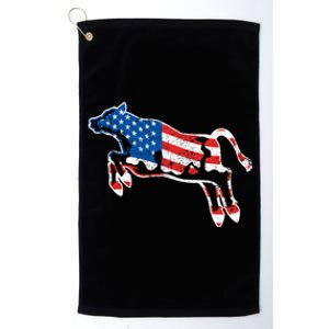 Patriotic Cow Red White And Moo Blue Usa Funny Flag 4th July Gift Platinum Collection Golf Towel