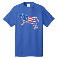 Patriotic Cow Red White And Moo Blue Usa Funny Flag 4th July Gift Tall T-Shirt