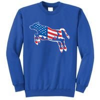 Patriotic Cow Red White And Moo Blue Usa Funny Flag 4th July Gift Tall Sweatshirt