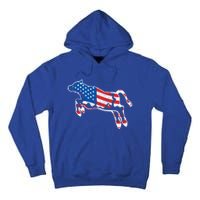 Patriotic Cow Red White And Moo Blue Usa Funny Flag 4th July Gift Tall Hoodie