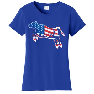 Patriotic Cow Red White And Moo Blue Usa Funny Flag 4th July Gift Women's T-Shirt