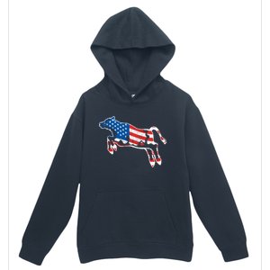 Patriotic Cow Red White And Moo Blue Usa Funny Flag 4th July Gift Urban Pullover Hoodie