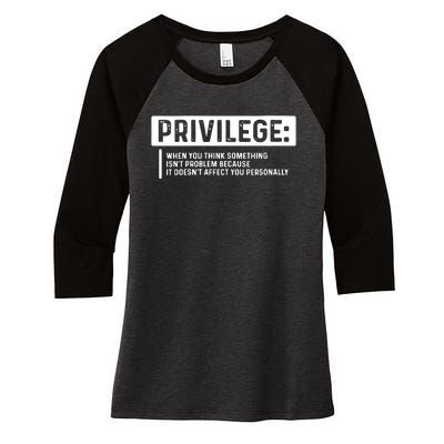 Privilege, Civil Rights, Equality VNeck Women's Tri-Blend 3/4-Sleeve Raglan Shirt