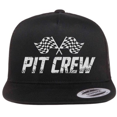 Pit Crew Race Car Flat Bill Trucker Hat