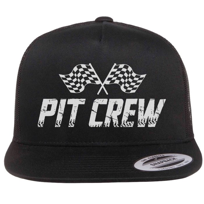 Pit Crew Race Car Flat Bill Trucker Hat