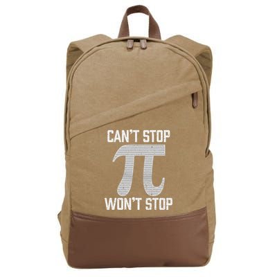 Pi Can't Stop Won't Stop Pi Day 3.14 Funny Math Geek Cotton Canvas Backpack