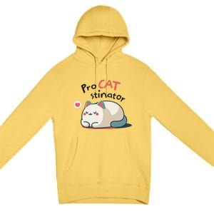 Pro Cat Stinator Adorable Lazy Cat Design Premium Pullover Hoodie